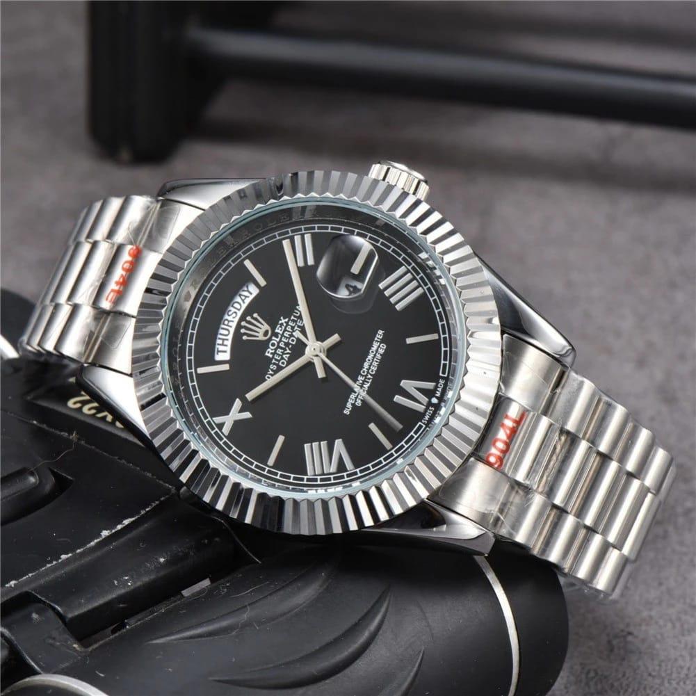 Branded Day-Date Watch silver black