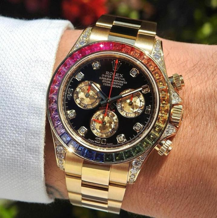 Luxury Branded watch Oyster perpetual Rainbow Gold